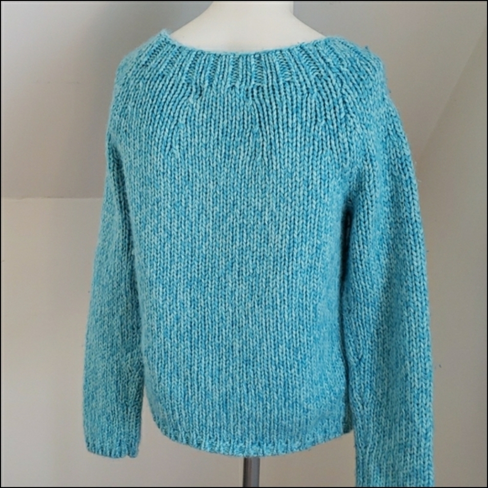 New York & Company Thick Knit Cropped Teal Pullover Sweater, Size S - Picture 6 of 12